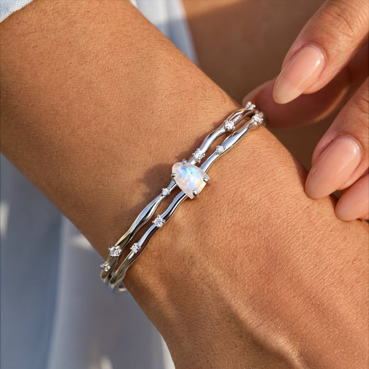 Moonstone Cuff - Flow - on wrist SIL