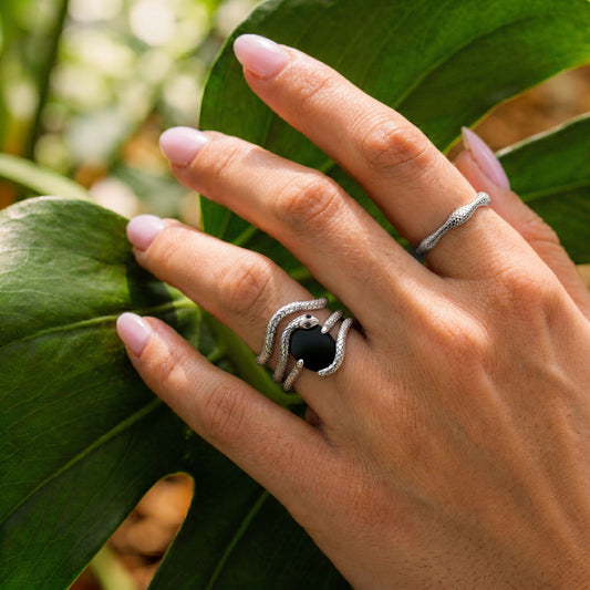 Nox Serpent Stack - Sterling Silver on hand