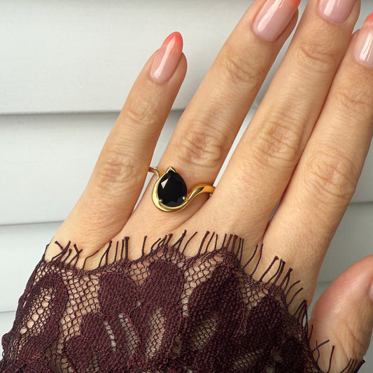Arc of Whisper Ring - worn yellow gold