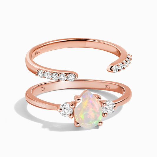 Opal Lania Ring & Twinkling Band - rose gold