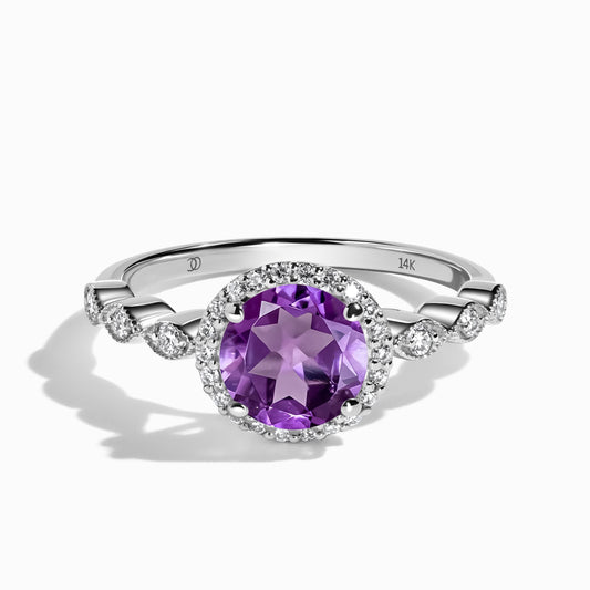 Amethyst Lab Diamond Ring Soulmate white gold studio shot