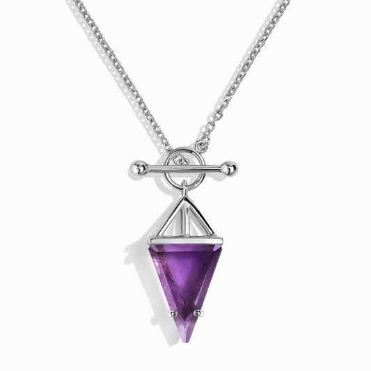 Amethyst Necklace - Heroine T-Lock silver studio shot