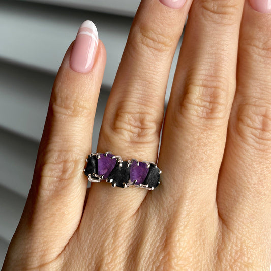 Raw Crystal Ring - Luminous - worn white rhodium