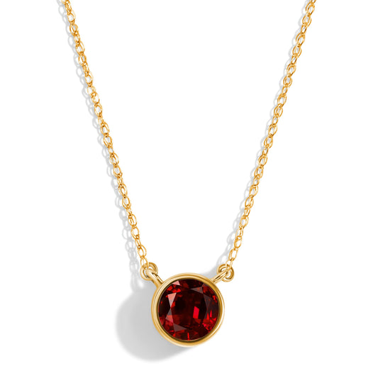 Garnet Necklace - Solitaire - yellow gold