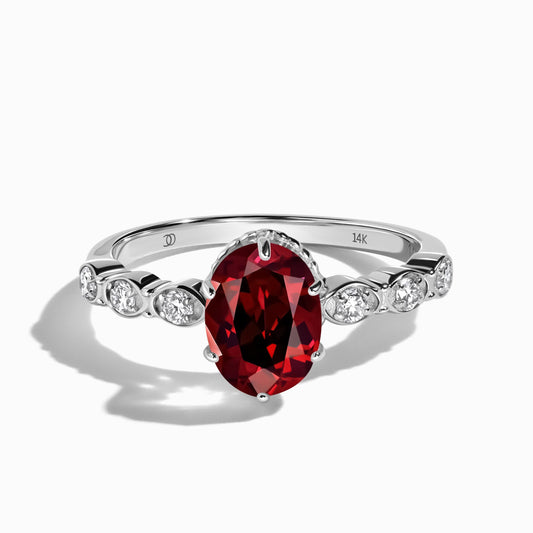 Garnet Lab Diamond Ring - Mirth - white gold