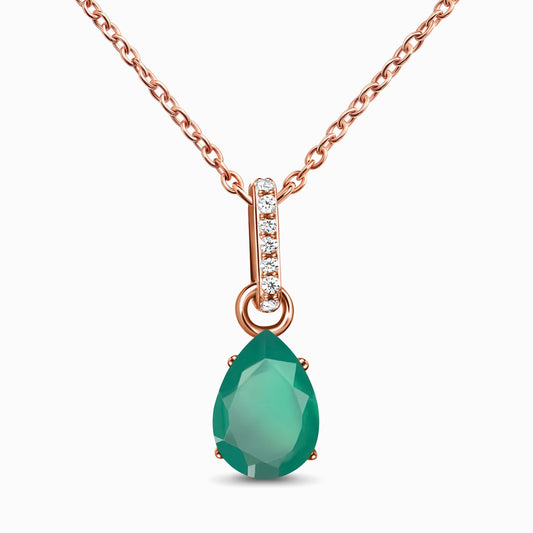 Green Onyx Necklace Sway - rose gold