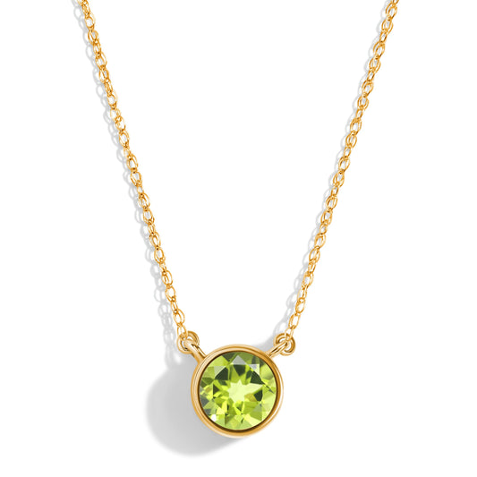 Peridot Necklace Solitaire - yellow gold
