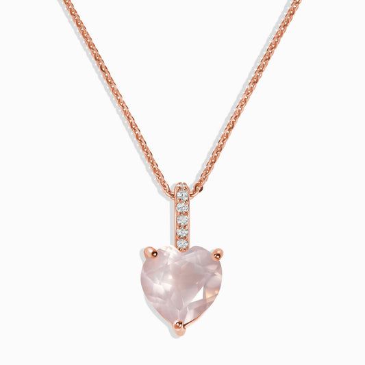 Rose Quartz Necklace - By Your Side - rose gold
