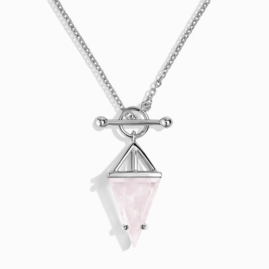 Rose Quartz Necklace - Heroine, silver detail