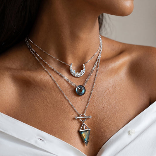 Trio of Light and Shadow Set silver worn
