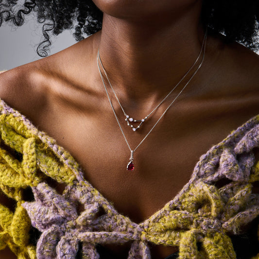 Capricorn Zodiac & January Birthstone Necklaces - silver worn
