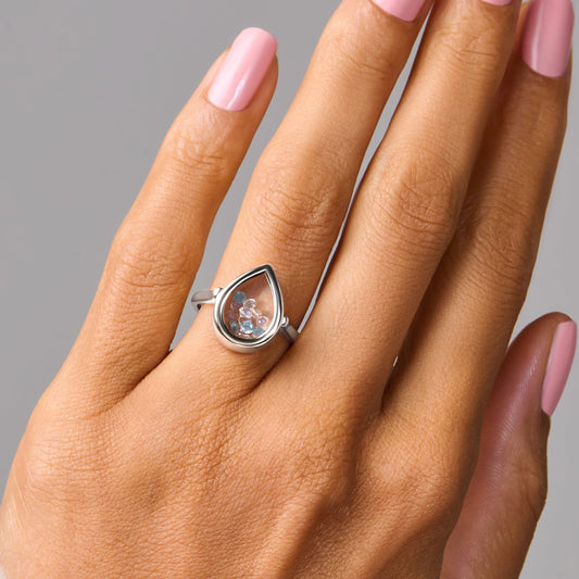 Moonstone Aquamarine Ring - Gem Glide - sterling silver on hand
