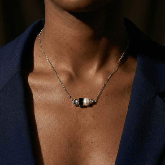 Black Obsidian Pearl Necklace - Treasure