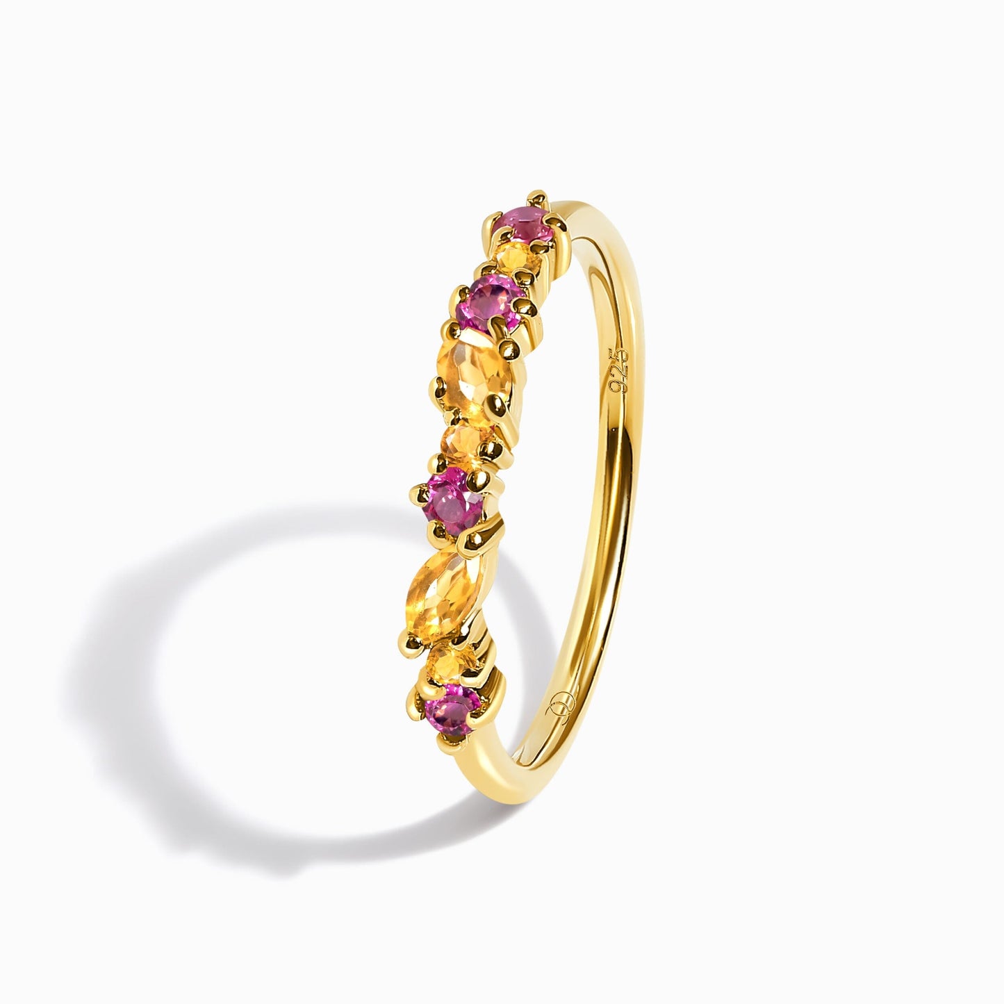 Citrine Pink Topaz Ring Grace - yellow gold angle