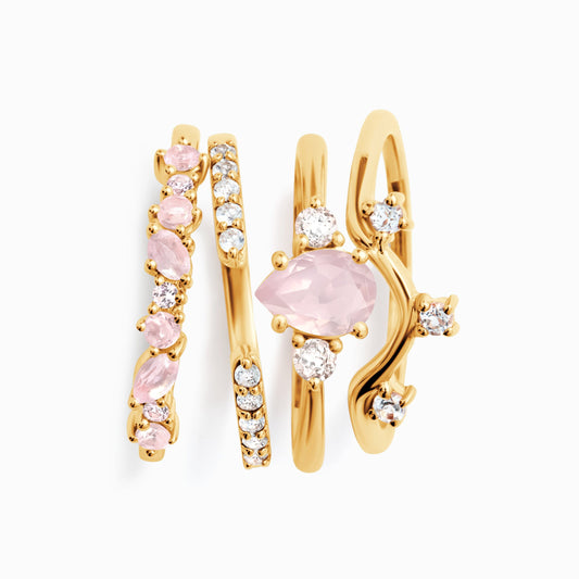 Rose Quartz Essential Starter Set - yellow gold