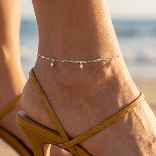 Pearl Anklet Flowing - silver model