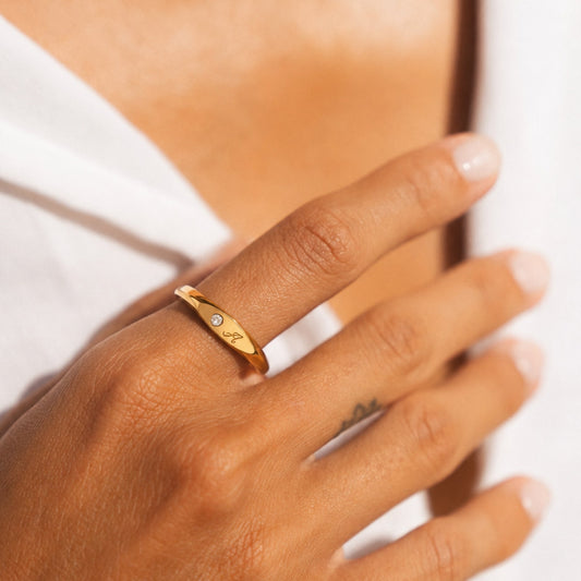 One-Initial Crystal Ring - on hand