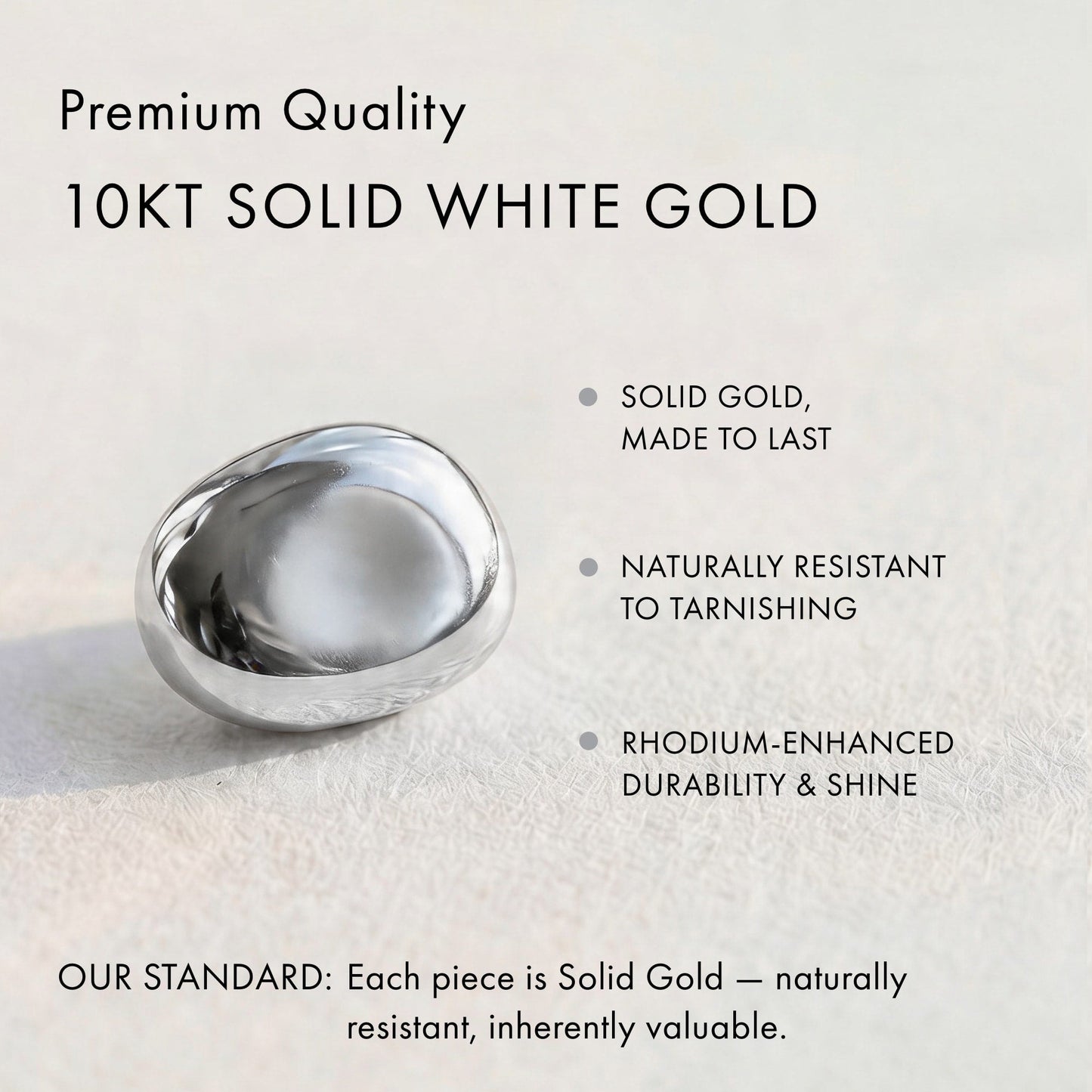 10kt solid white gold material info