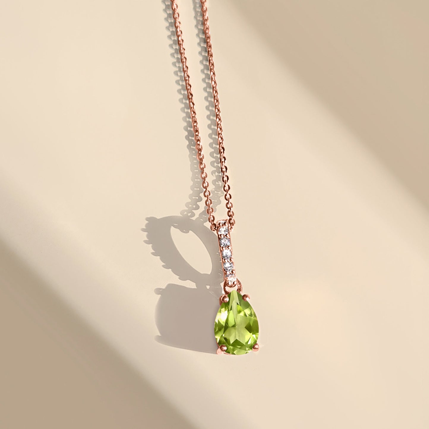 Fine Peridot Lab Diamond Necklace Sway - August Birthstone