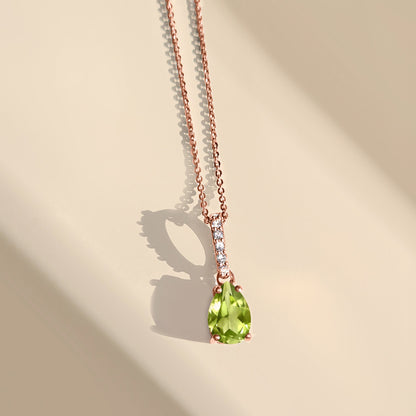 Peridot Necklace Sway - rose gold flat lay