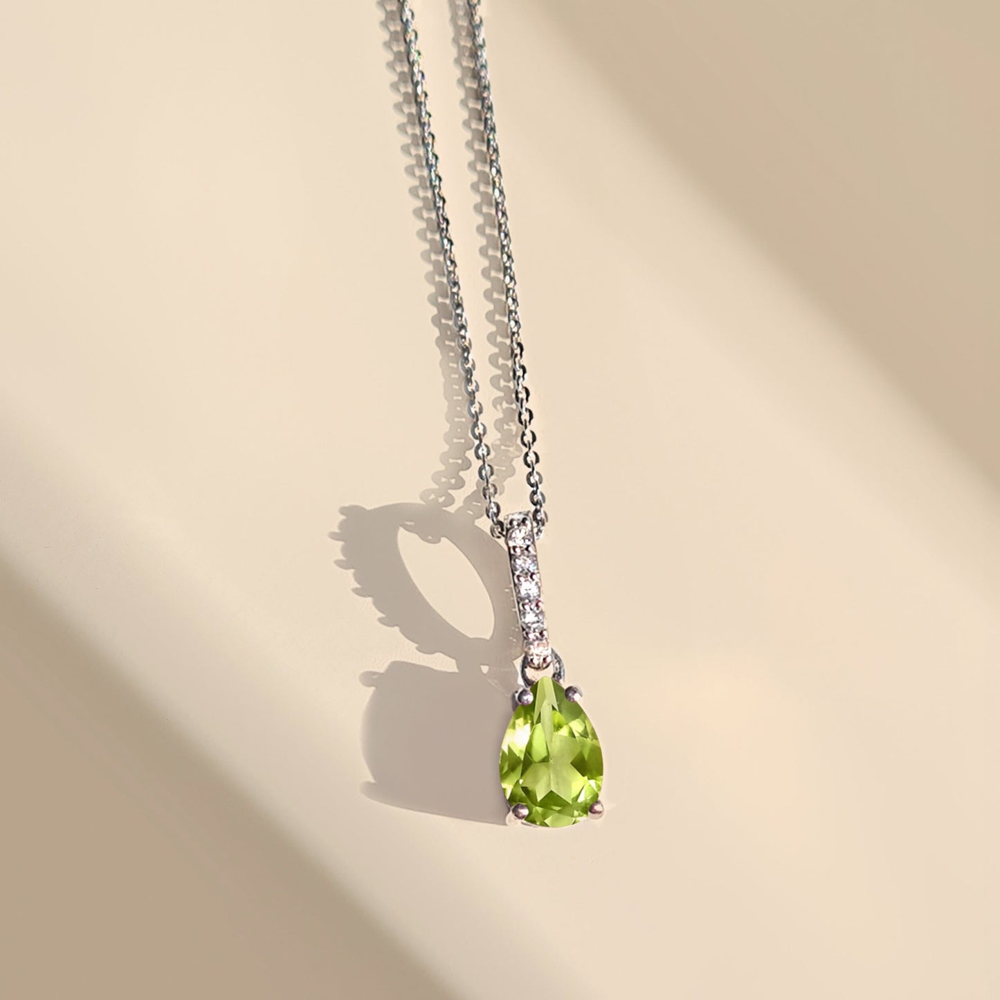 Fine Peridot Lab Diamond Necklace Sway - August Birthstone