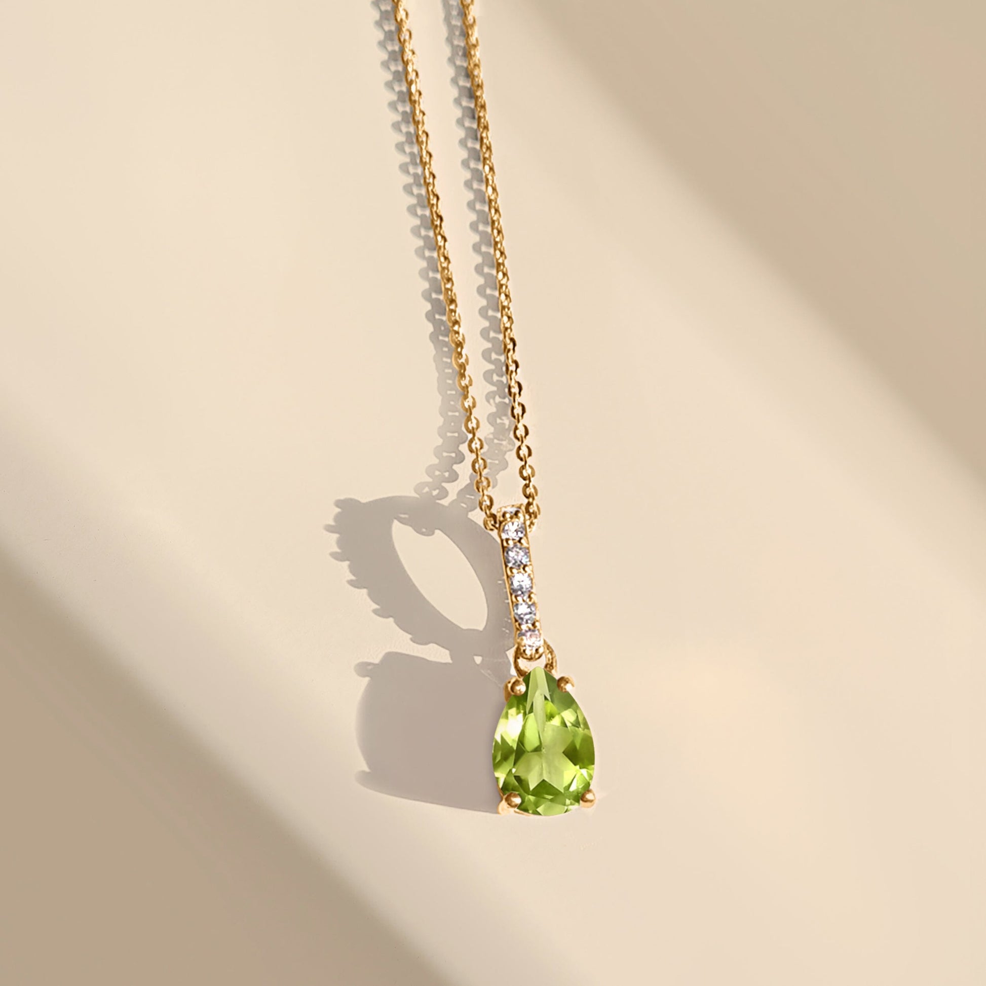 Fine Peridot Lab Diamond Necklace Sway - August Birthstone