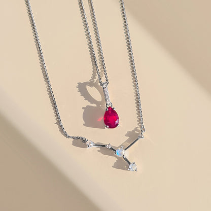 Cancer Zodiac & July Birthstone Necklaces - silver detail