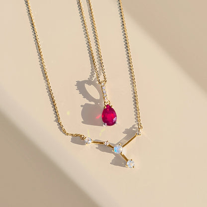Cancer Zodiac & July Birthstone Necklaces - yellow gold detail