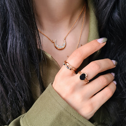 Black Onyx Ring Serpent rose gold lifestyle shot two