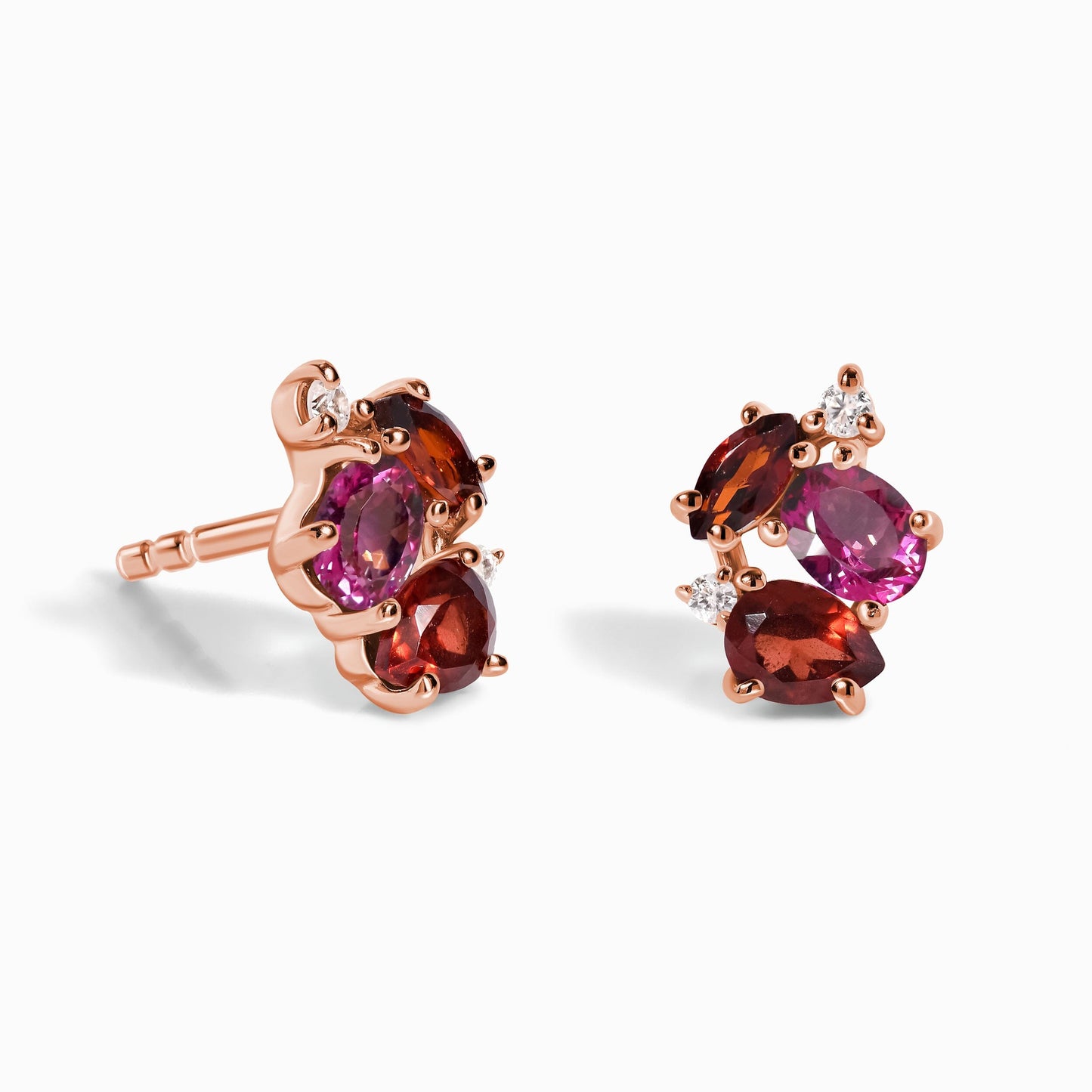 Pink Topaz Garnet Earrings - Orion - rose gold