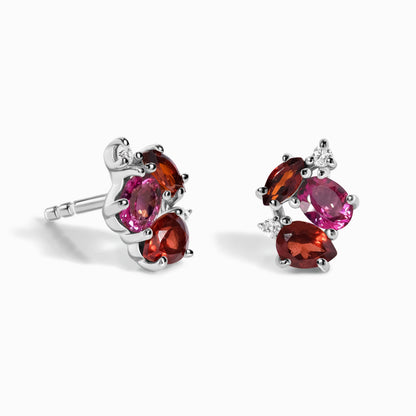 Pink Topaz Garnet Earrings - Orion - white rhodium