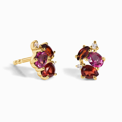 Pink Topaz Garnet Earrings - Orion - yellow gold
