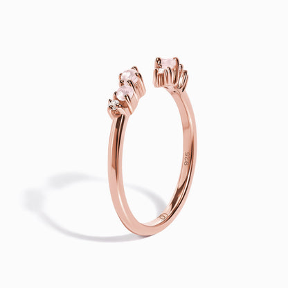 Adjustable Rose Quartz Ring - Flourish, rose gold detail