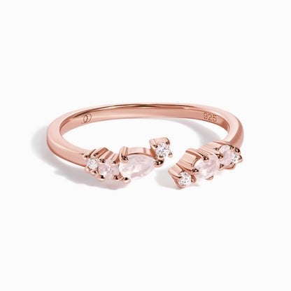 Adjustable Rose Quartz Ring - Flourish, rose gold