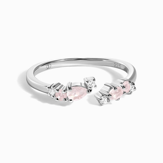 Adjustable Rose Quartz Ring - Flourish, silver