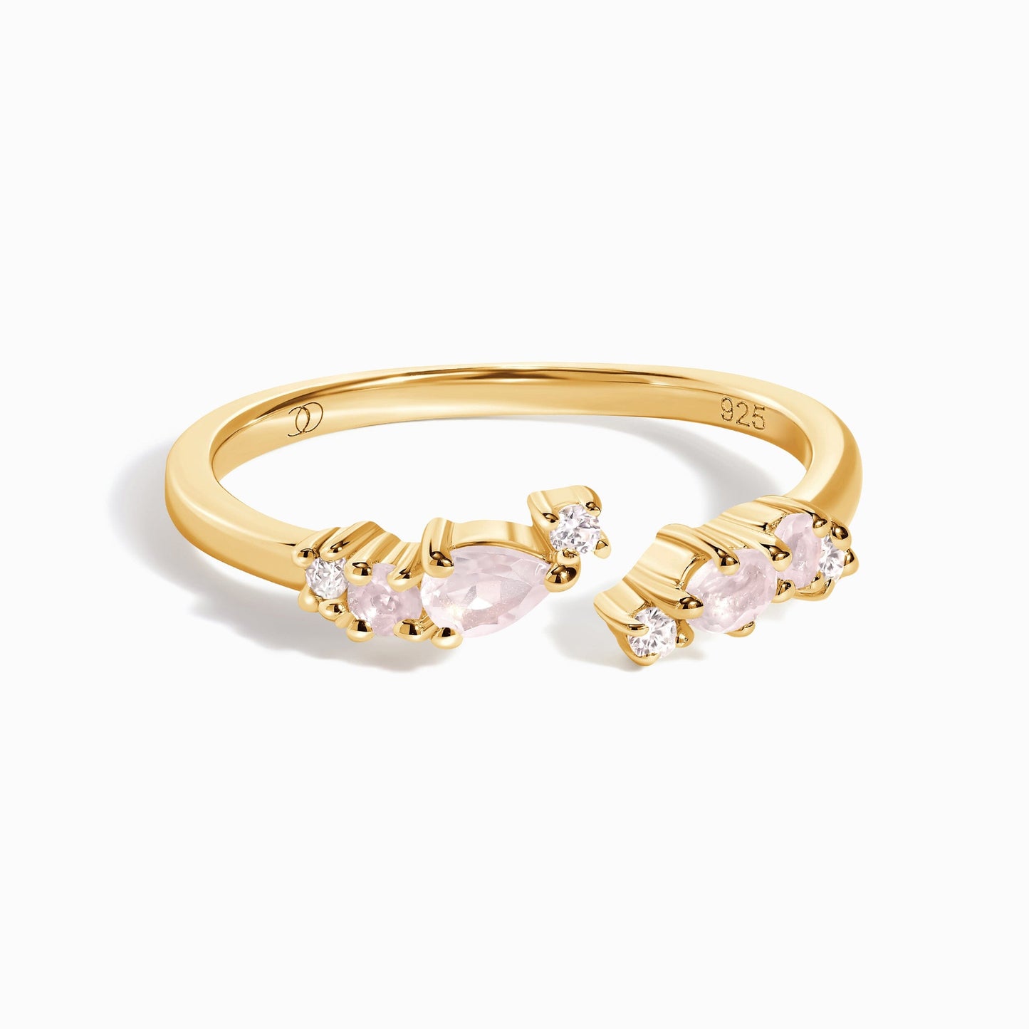 Adjustable Rose Quartz Ring - Flourish, yellow gold