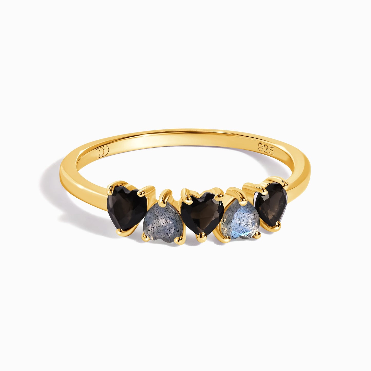 Black Obsidian Labradorite Ring - Crush - yellow gold