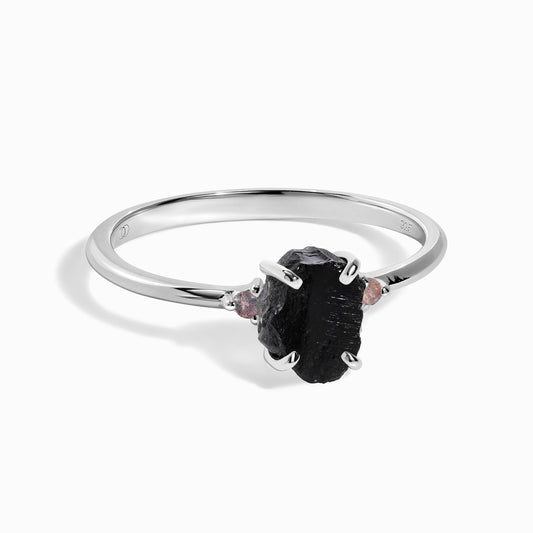 Black Obsidian Labradorite Ring - Petite Allure - silver