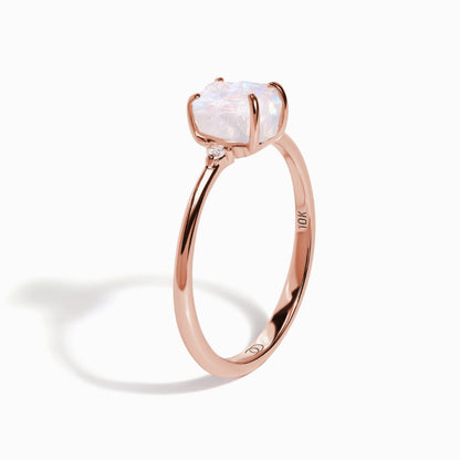 Moonstone Diamond Ring - Petite Raw Allure - Rose Gold side