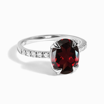 Garnet Ring - Harlow - silver