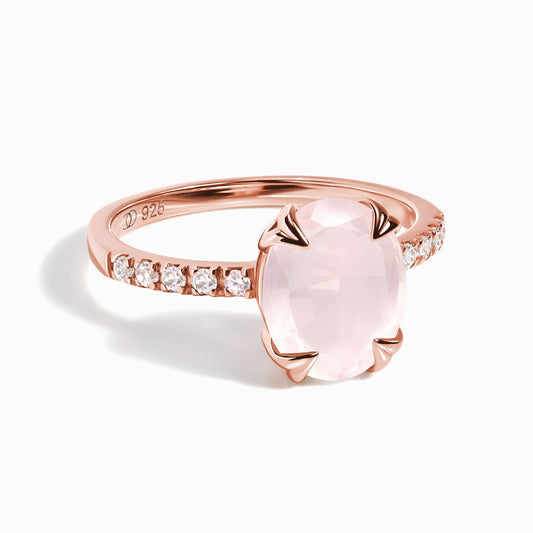 Rose Quartz Ring - Harlow - rose gold