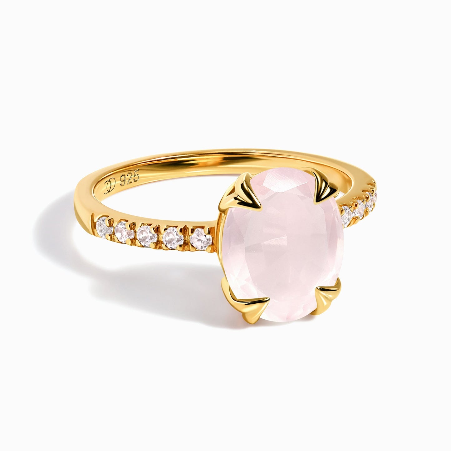 Rose Quartz Ring - Harlow - yellow gold