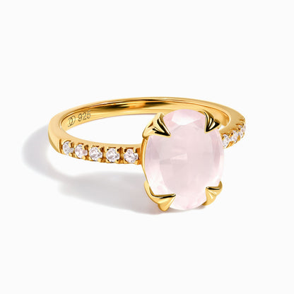 Fine Rose Quartz Lab Diamond Ring - Harlow - yellow gold