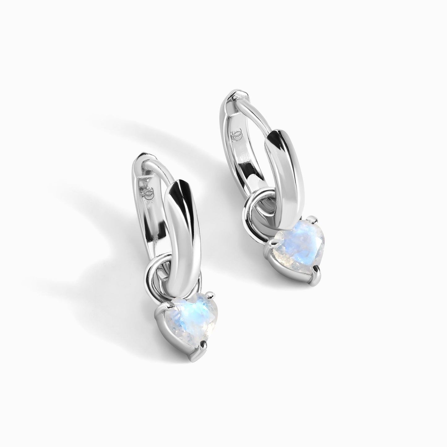 Moonstone Earrings - Love Hoops - SIL