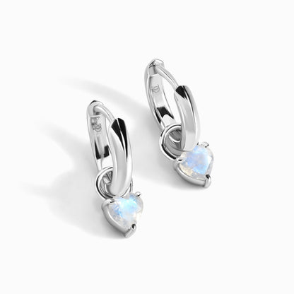 Moonstone Earrings - Love Hoops - SIL