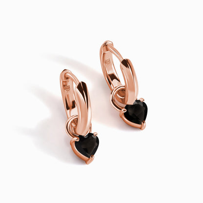 Black Obsidian Earrings - Love Hoops rose gold