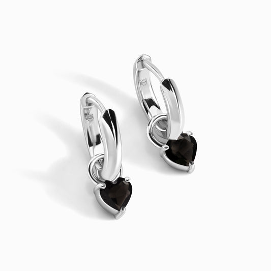Black Obsidian Earrings - Love Hoops silver