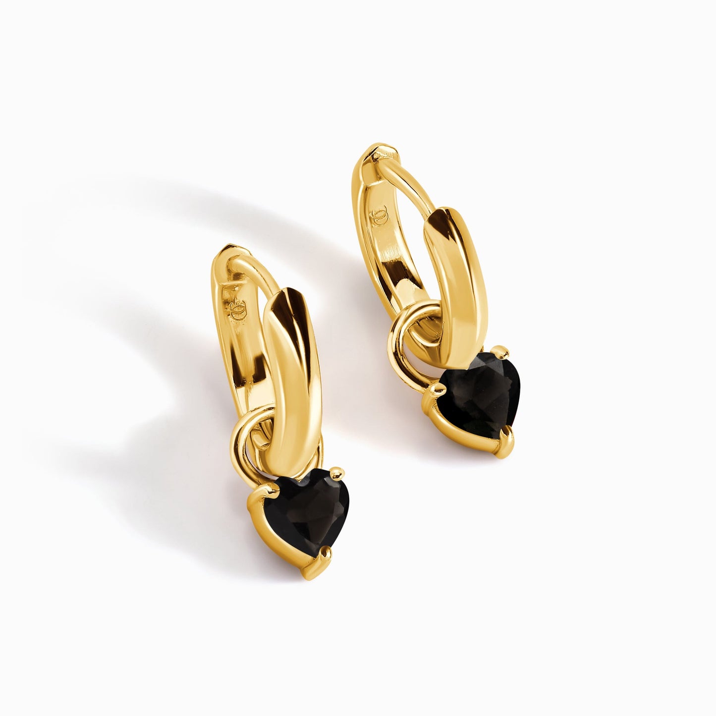 Black Obsidian Earrings - Love Hoops yellow gold