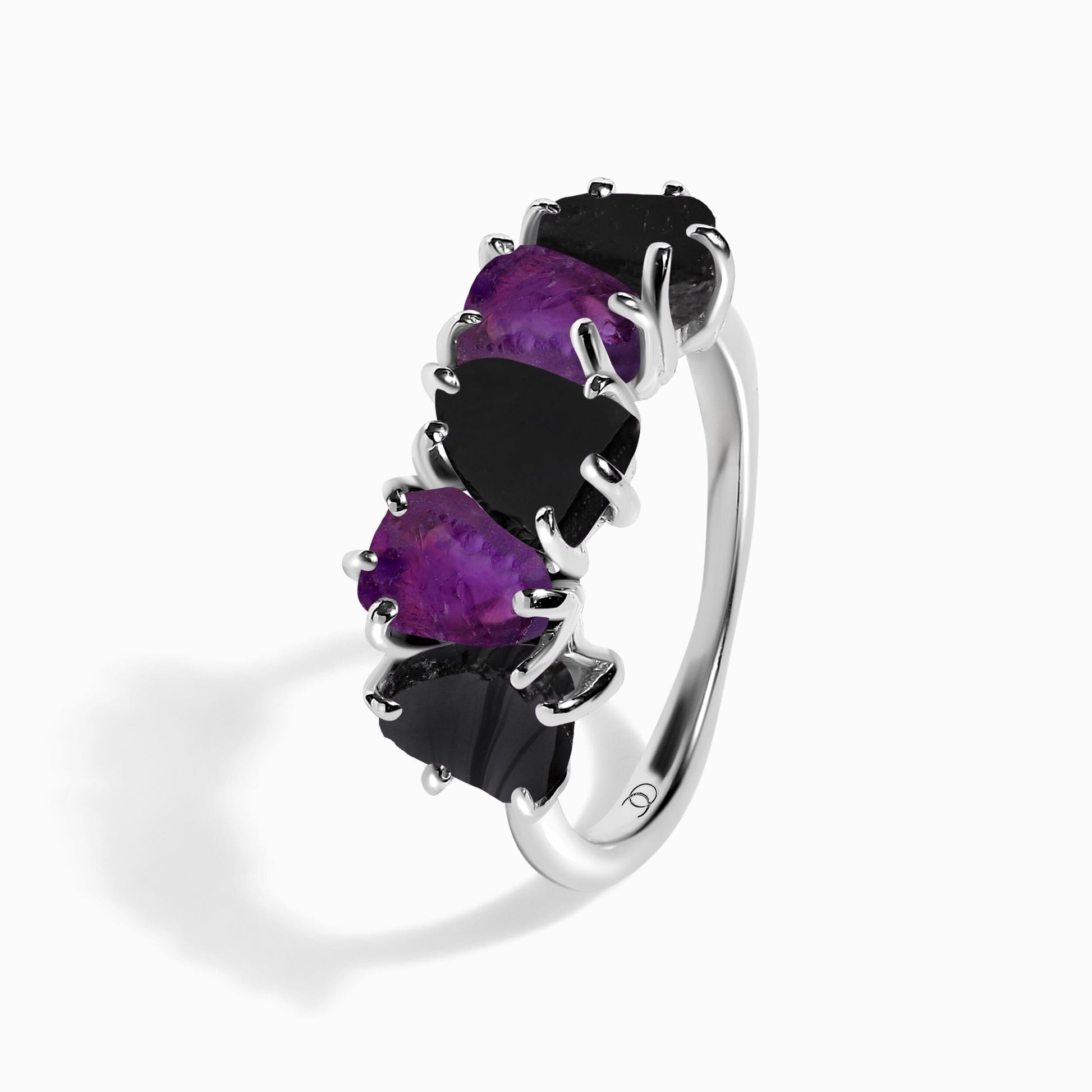 Raw Crystal Ring - Luminous - white rhodium angle