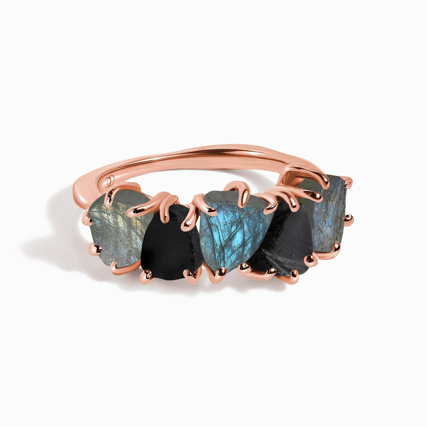 Raw Crystal Ring - Luminous Labradorite - rose gold